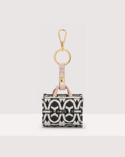 Coccinelle Portachiavi in Tessuto jacquard monogram e metallo Micro Never Without Bag Monogram - Bianco