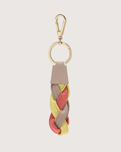 Coccinelle Leather And Metal Key Ring Boheme - White