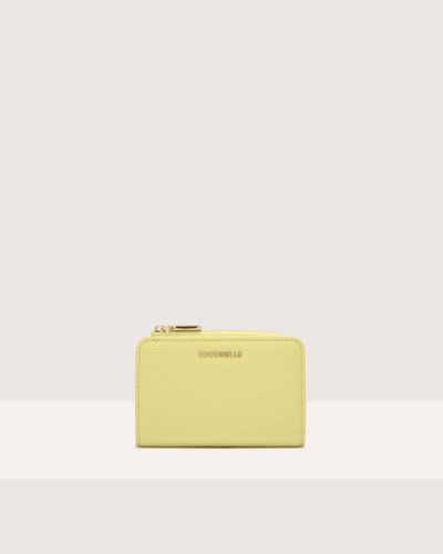 Coccinelle Small Grained Leather Wallet Metallic Soft - Yellow