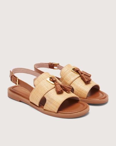 Coccinelle Straw-Effect Fabric And Smooth Leather Low-Heeled Sandals Beat Straw - Brown