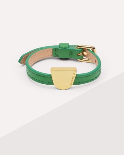 Coccinelle Armband aus genarbtem Leder und Metall Peggy - Grün