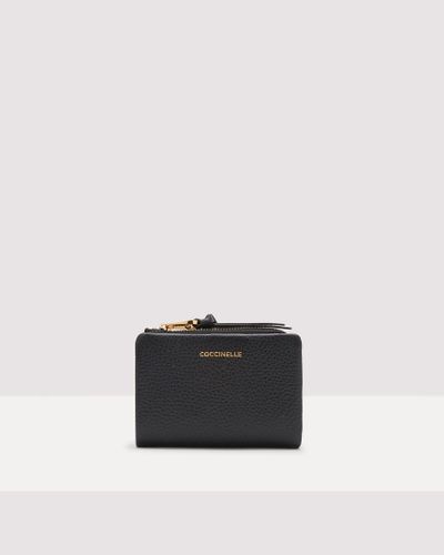 Coccinelle Small Grained Leather Wallet Softy - Black