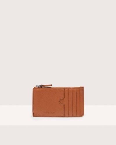 Coccinelle Grainy Leather Card Holder Smart To Go - Brown
