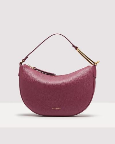 Coccinelle Grained Leather Shoulder Bag Priscilla Small - Purple