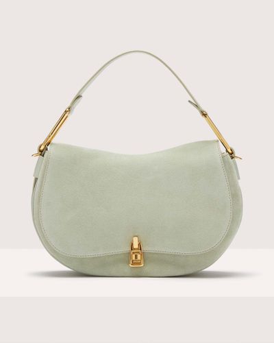 Coccinelle Suede And Grained Leather Handbag Magie Suede Bimaterial Medium - Green