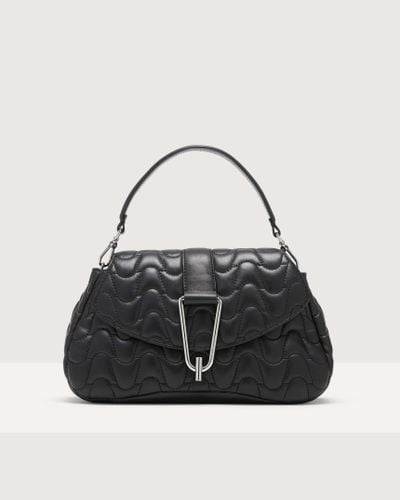 Coccinelle Smooth Quilted Leather Handbag Himma Matelassè Medium - Black