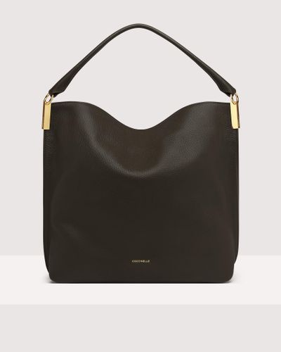 Coccinelle Grained Leather Hobo Bag Estelle - Black