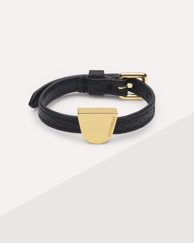 Coccinelle Grained Leather And Metal Bracelet Peggy - Black