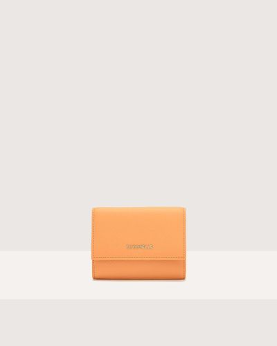 Coccinelle Geldbörse aus genarbtem Leder Metallic Soft - Orange