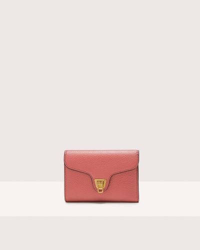 Coccinelle Medium Grained Leather Wallet Beat Soft - Pink