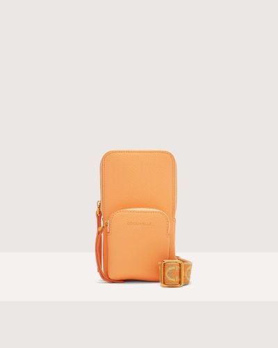 Coccinelle Grained Leather Phone Holder Pixie - Orange