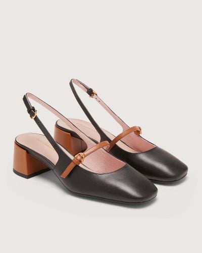 Coccinelle Smooth Leather Slingbacks With Heel Magalù Bicolor - Brown