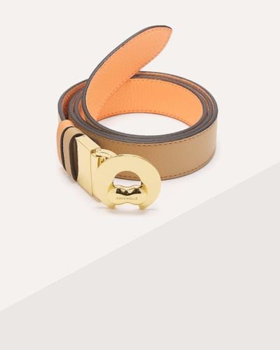 Coccinelle Grained Leather Belt Binxie - Metallic