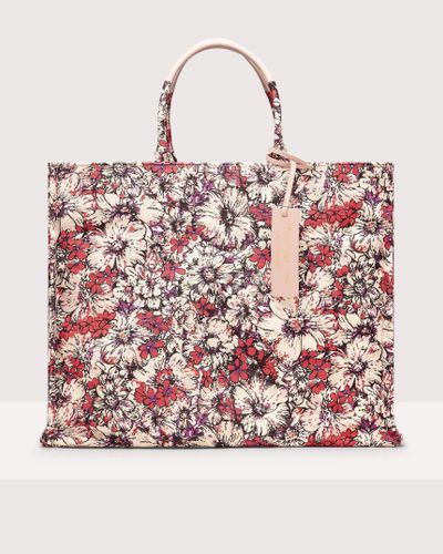 Coccinelle Floral Print Fabric Handbag Never Without Bag Flower Print Large - Red