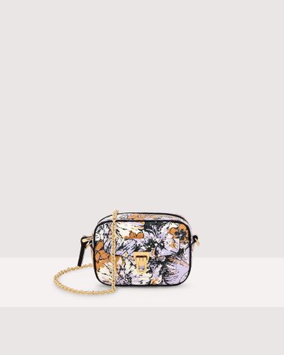 Coccinelle Microbag in Pelle con stampa floreale Beat Flower print Micro - Bianco