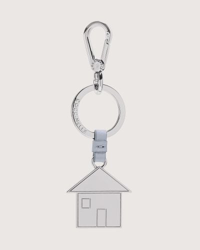 Coccinelle Leather And Metal Key Ring Basic Metal Nickel - White