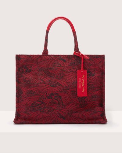 Coccinelle Borsa a mano in Tessuto jacquard stampa lunar Never Without Bag lunar Jacquard Medium - Rosso