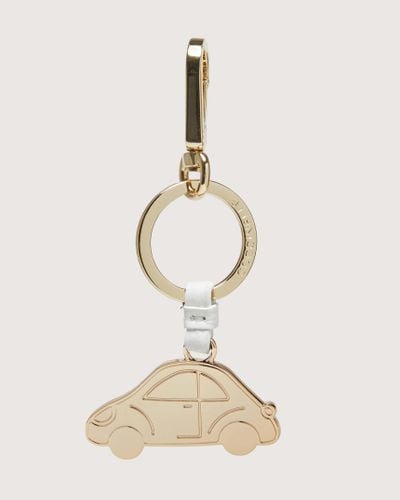 Coccinelle Leather And Metal Key Ring Basic Metal Light - Metallic