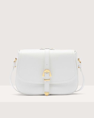 Sac Bandoulière Mini COCCINELLE Bishop - Cuir Veau Grainé Blanc - Neuf Avec Étiquettes