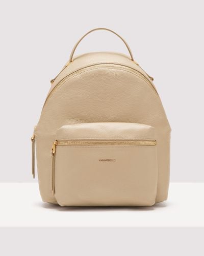 Coccinelle Grainy Leather Backpack Lea Medium - Natural
