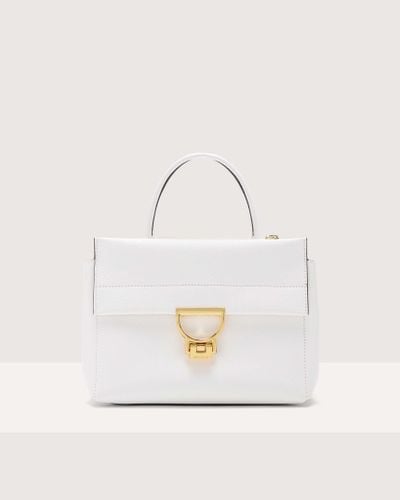 Coccinelle Grained Leather Handbag Arlettis Medium - White