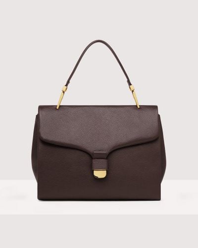 Coccinelle Grained Leather Handbag Neofirenze Soft Medium - Brown