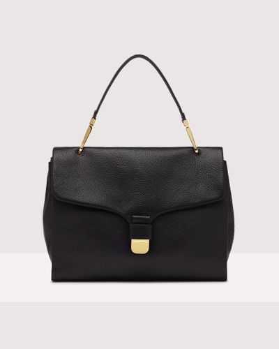 Coccinelle Grained Leather Handbag Neofirenze Soft Medium - Black
