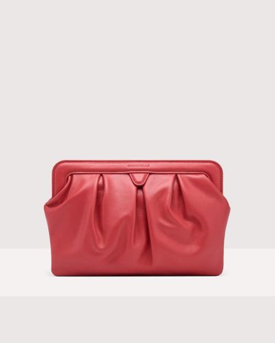 Coccinelle Smooth Leather Clutch Bag Diletta - Red