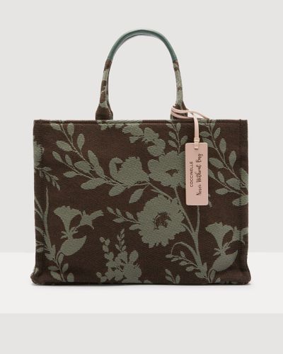 Coccinelle Borsa a Mano in Tessuto flower jacquard Never Without Bag flower jacquard Medium - Verde