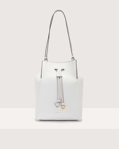 Coccinelle Cowhide Leather Bucket Bag Roundabout Cowhide Medium - White