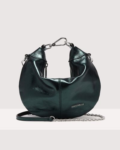 Coccinelle Minibag aus perlmuttfarbenem Leder Virtual Pepita - Schwarz