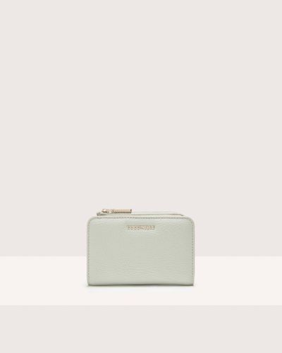 Coccinelle Small Grained Leather Wallet Metallic Soft - White