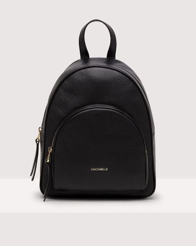 Coccinelle Grained Leather Backpack Gleen Medium - Black
