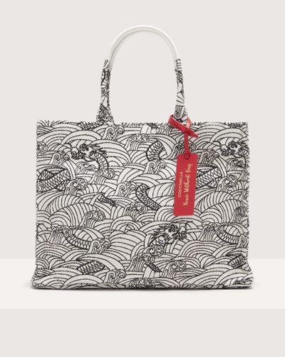 Coccinelle Lunar Print Jacquard Fabric Handbag Never Without Bag Lunar Jacquard Medium - Grey