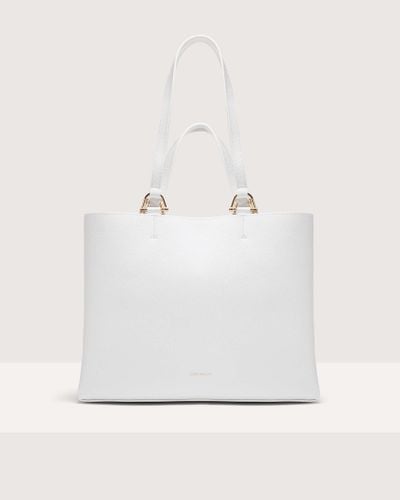 Coccinelle Grained Leather Handbag Hop On Medium - White