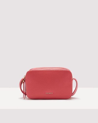 Coccinelle Grained Leather Crossbody Bag Gleen Small - Red
