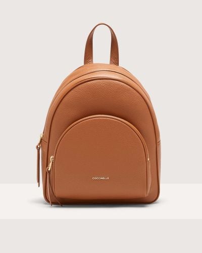 Coccinelle Grained Leather Backpack Gleen Medium - Brown