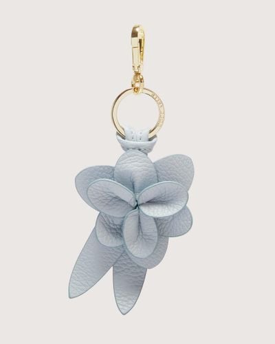 Coccinelle Leather And Metal Key Ring Flowers - Blue