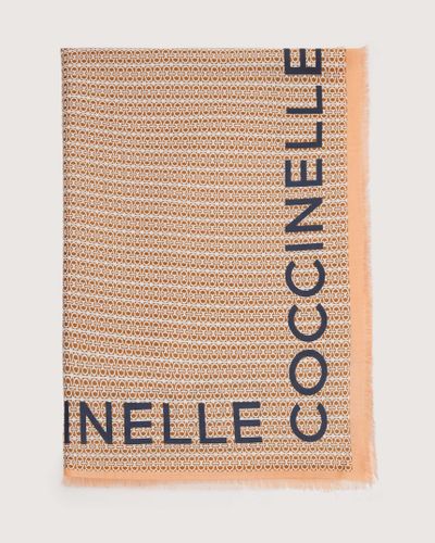 Coccinelle Schultertuch aus Wolle und Viskose Monogram logo - Natur