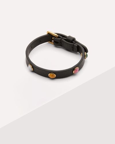 Coccinelle Armband aus genarbtem Leder Stones - Schwarz
