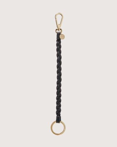 Coccinelle Leather And Metal Key Ring Bump - Natural