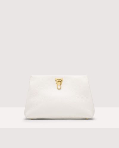 Coccinelle Grained Leather Clutch Bag Beat Clutch Small - White