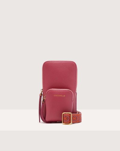 Coccinelle Grained Leather Phone Holder Pixie - Red