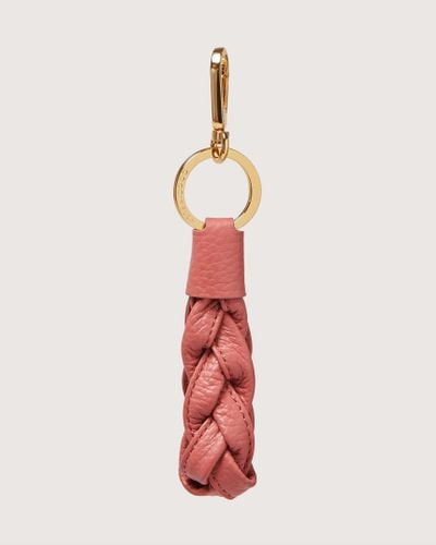 Coccinelle Leather And Metal Key Ring Boheme - Red