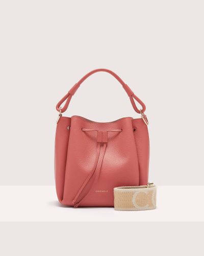 Coccinelle Grained Leather Bucket Bag Eclyps Small - Red