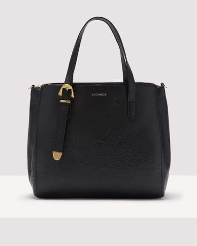Coccinelle Grained Leather Handbag Gleen Medium - Black