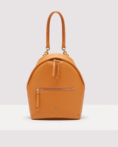 Coccinelle Grained Leather Backpack Maelody Medium - Orange