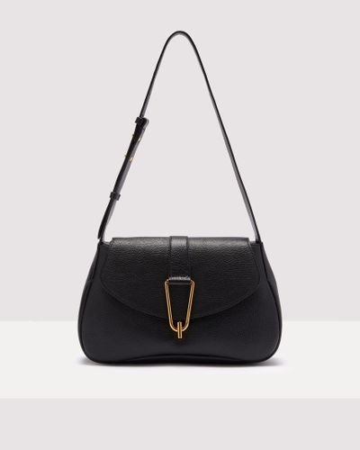 Coccinelle Grained Leather Shoulder Bag Himma Medium - Black