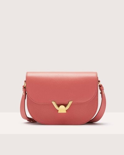 Coccinelle Grained Leather Crossbody Bag Dew Small - Red