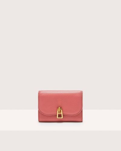 Coccinelle Small Grained Leather Wallet Magie - Pink